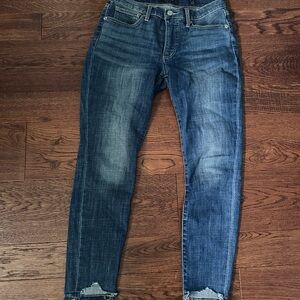 Lucky Brand Dark Blue Distressed Ankle Jeans